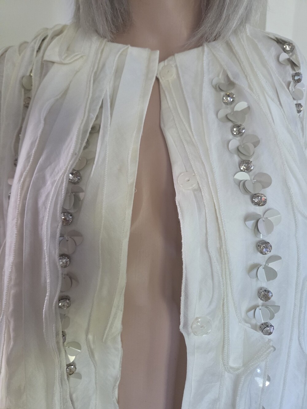 RARE Zara Womens Appliques Ruffled Jacket with Beads & Ruffles Size M #3920/119 - Picture 4 of 12